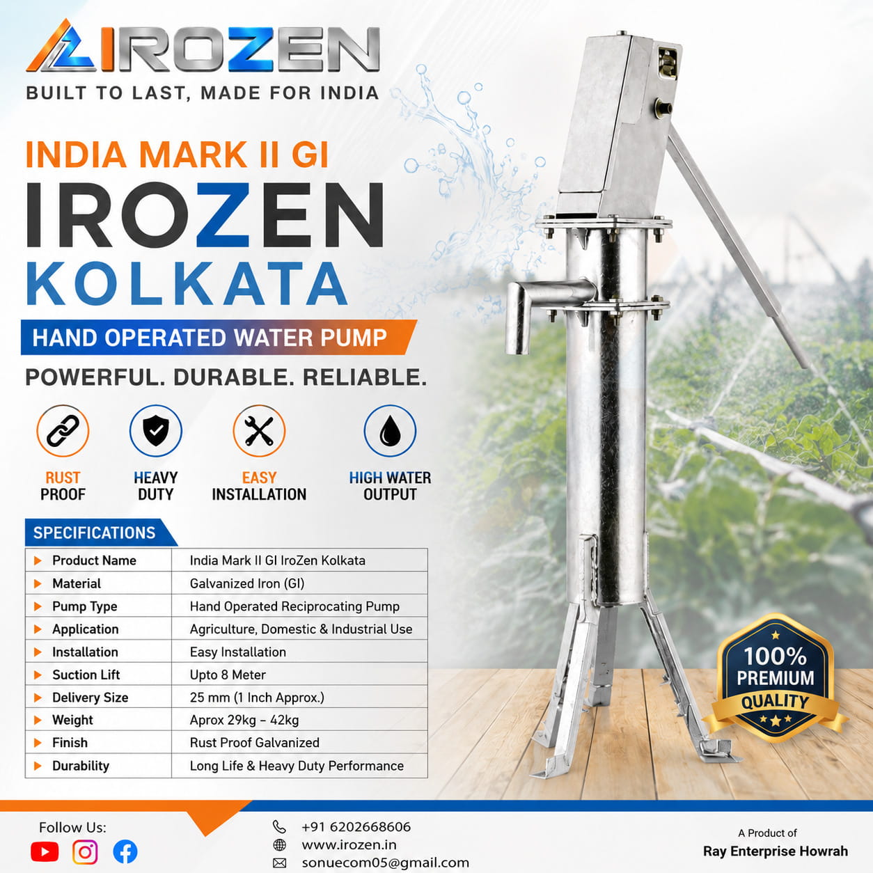 India Mark II Hand Pump Manufacturers IroZen Kolkata India
